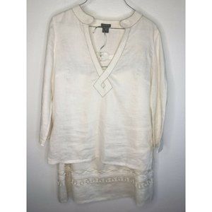 Ann Taylor Linen Beaded Top and Skirt Set Sz 6